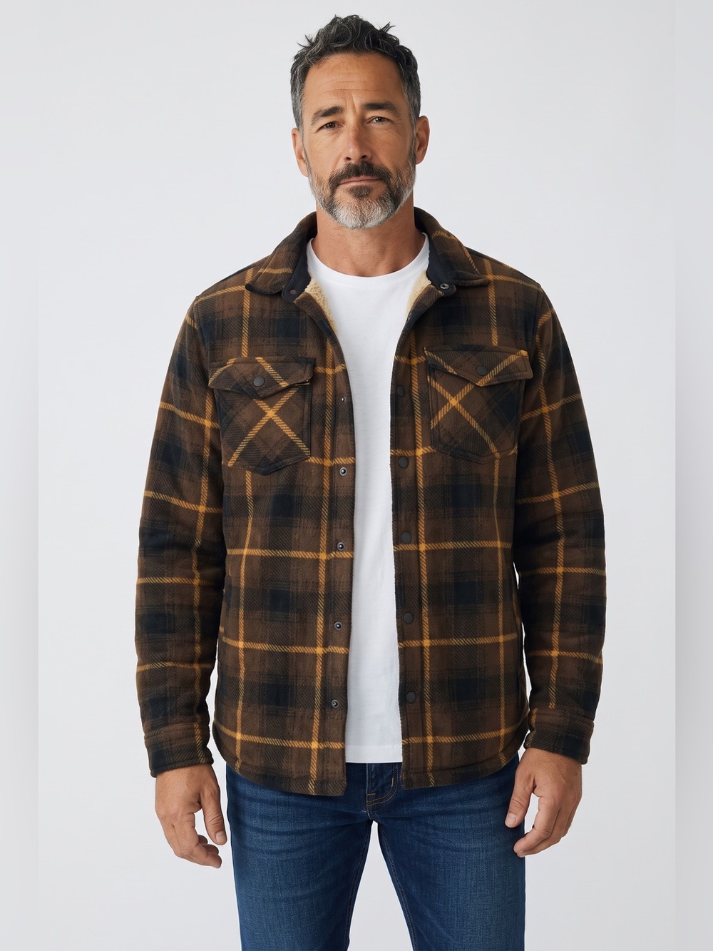 Member’s Mark - NWT - Men's Brown Plaid Fleece Skacket